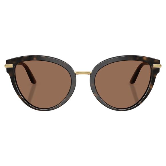 New Dolce & Gabbana Sunglasses Brown Tortoise Shell Gold Metal Cat Eye - Picture 5 of 6